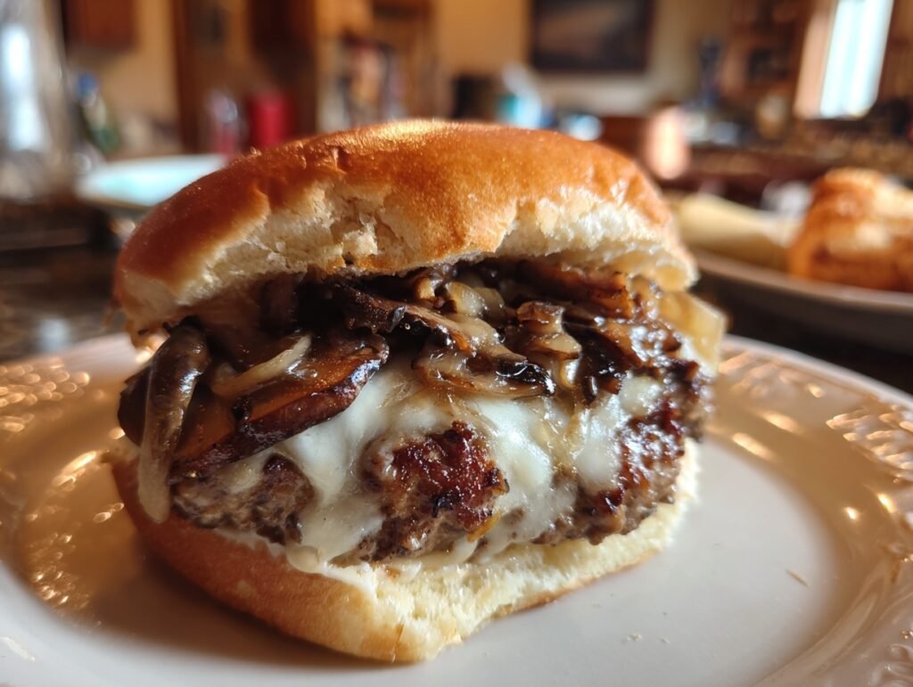 Healthy Mushroom Swiss Burger 3