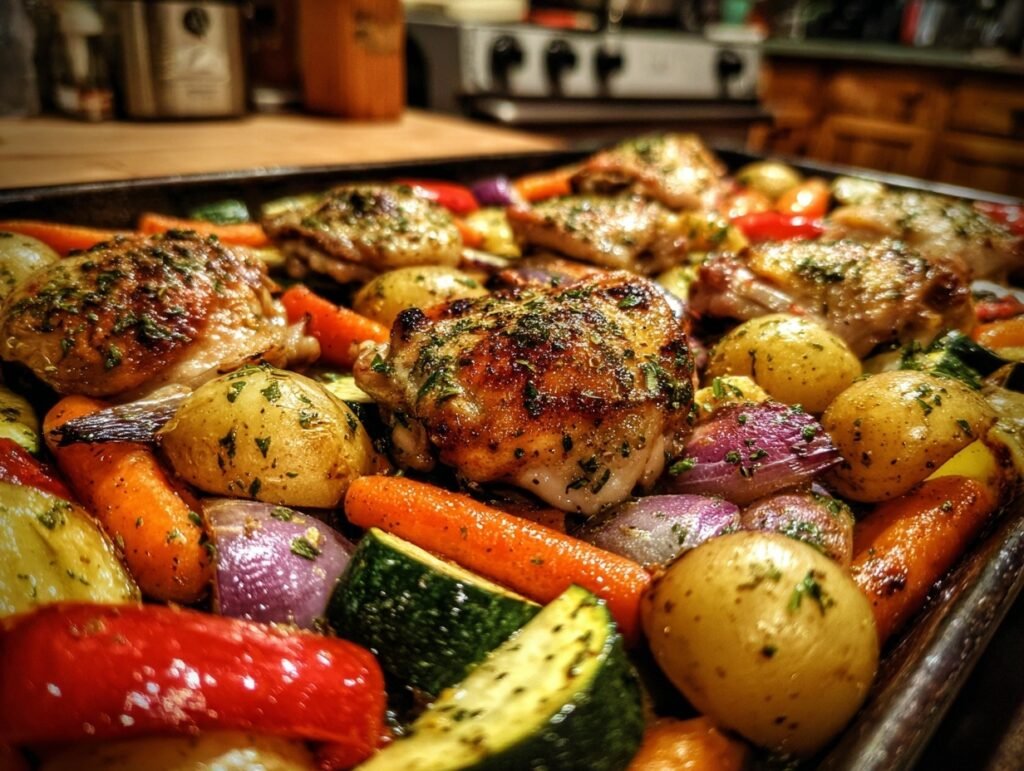 Easy Sheet Pan Garlic Chicken & Veggies Recipe 3 Sheet Pan Garlic Chicken 3