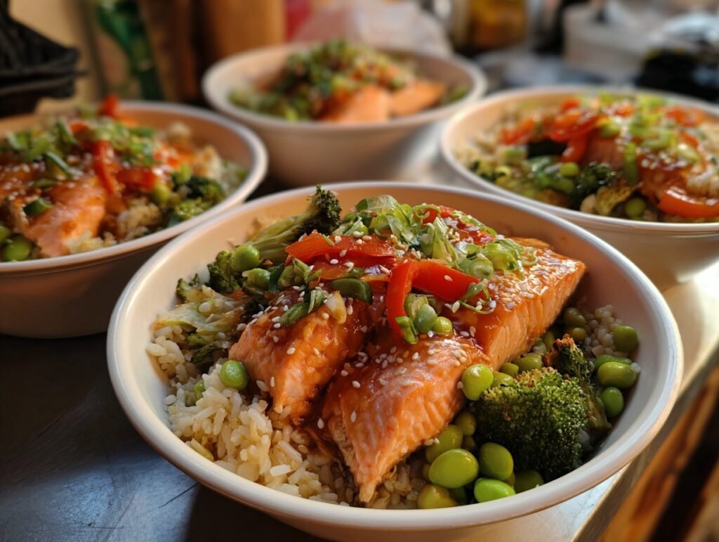 High-Protein Salmon Rice Bowls