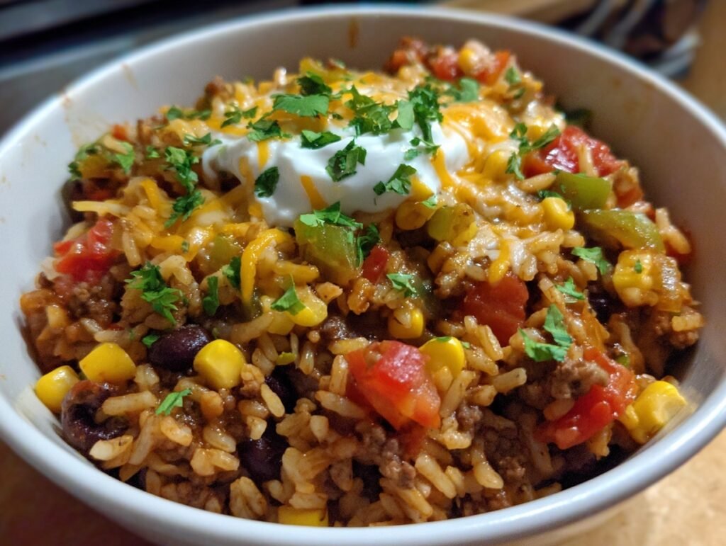 beef taco rice skillet
