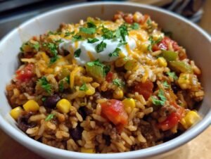 beef taco rice skillet