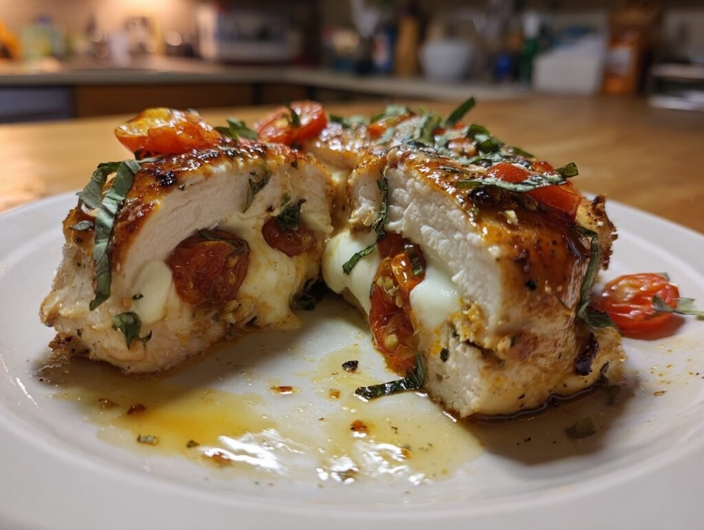 Creamy Caprese Stuffed Chicken