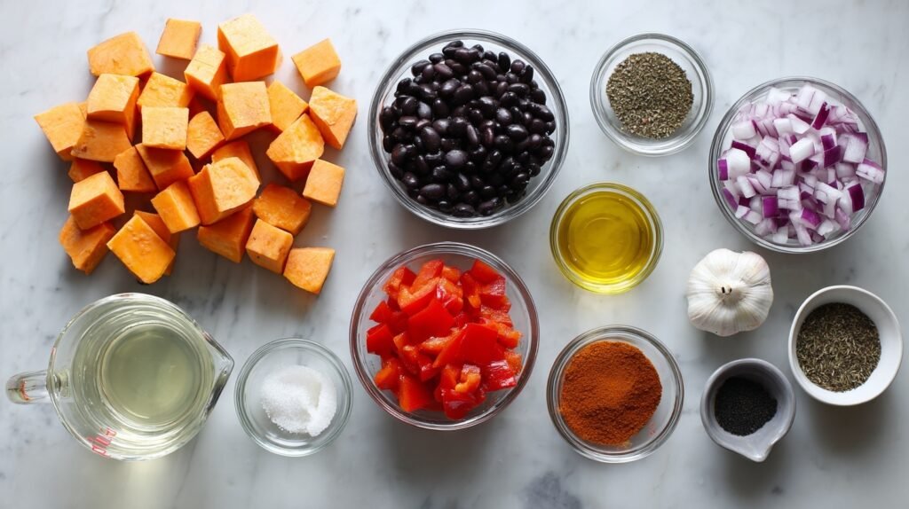 Creamy Sweet Potato Black Bean Soup Under 400 Calories 1 Creamy Sweet Potato Black Bean Soup 1