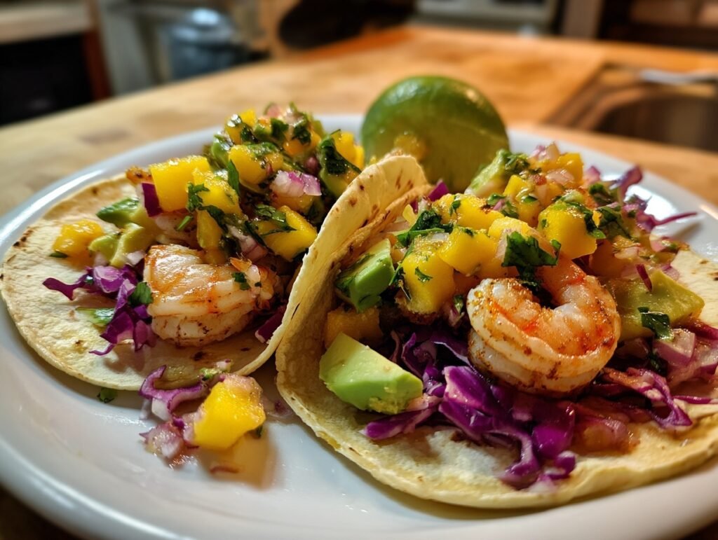 Crispy Shrimp Tacos Mango