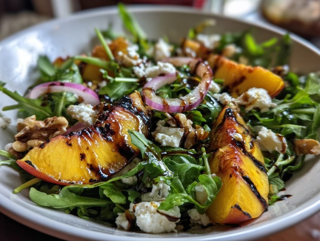 Grilled Peach Arugula Salad