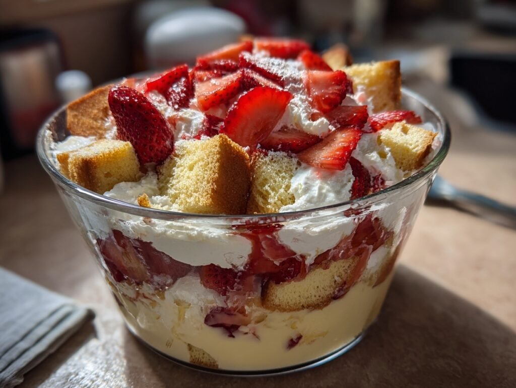 Juicy Strawberry Vanilla Trifle