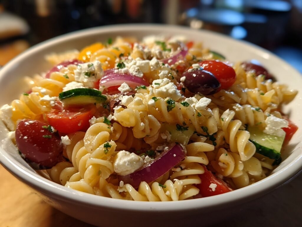 15-Min Easy Olive Feta Pasta Salad for Summer 2 Olive Feta Pasta Salad 3