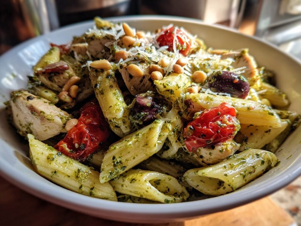 Smoky Pesto Chicken Pasta Salad