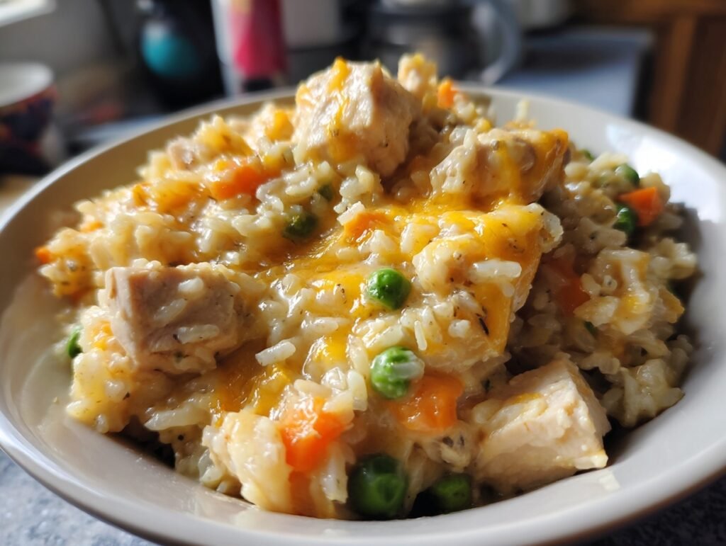 Tender Crockpot Chicken Rice Casserole
