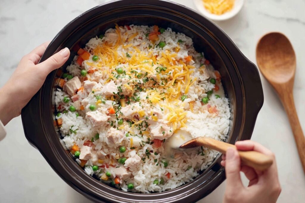Tender Crockpot Chicken Rice Casserole 2