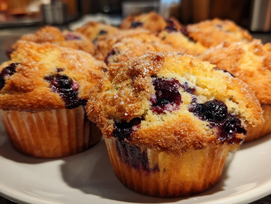fluffy blueberry muffins