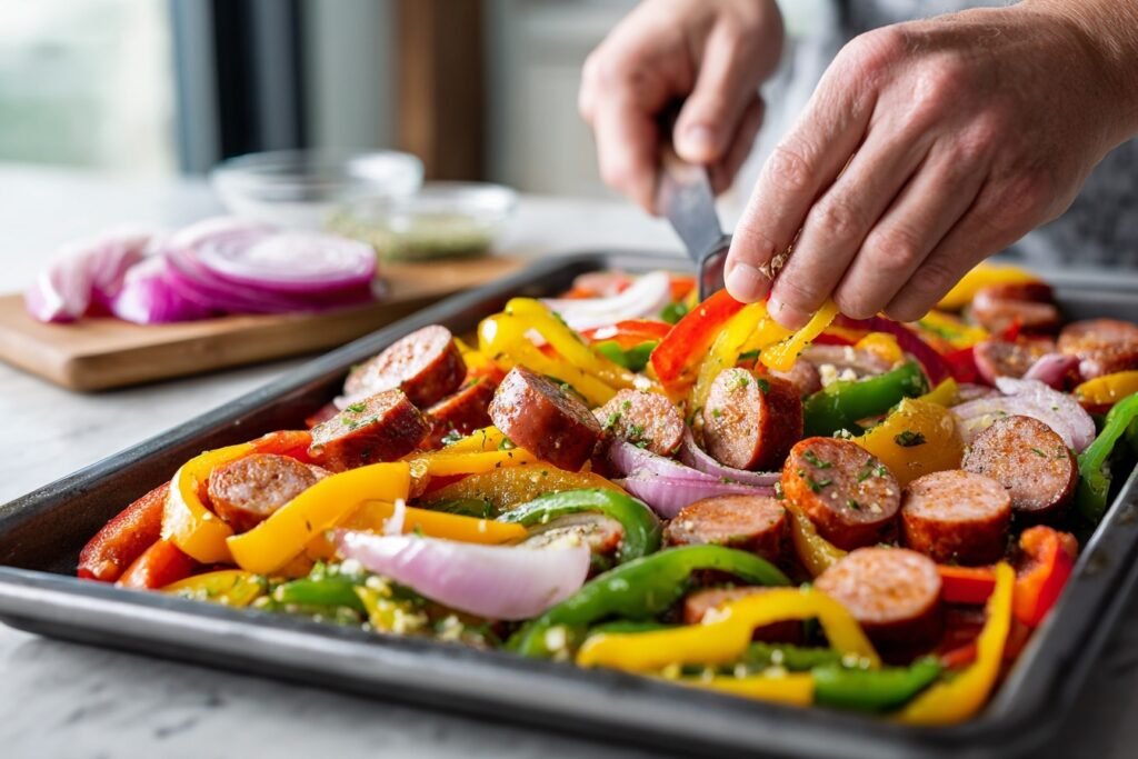 sheet pan sausage peppers 2